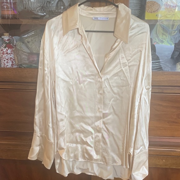 Zara Tops - Zara Women's Elegant Satin Shirt